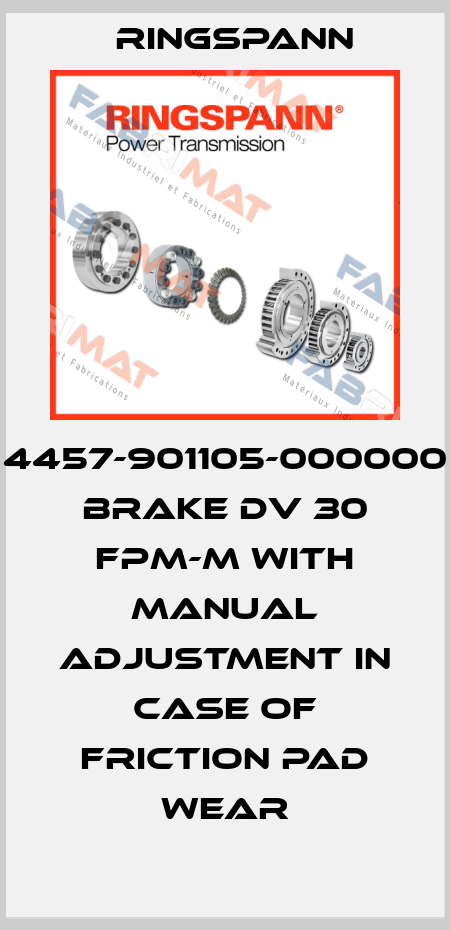 4457-901105-000000 BRAKE DV 30 FPM-M WITH MANUAL ADJUSTMENT IN CASE OF FRICTION PAD WEAR Ringspann