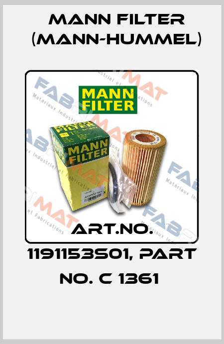 Art.No. 1191153S01, Part No. C 1361  Mann Filter (Mann-Hummel)