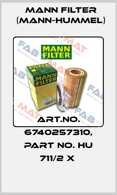 Art.No. 6740257310, Part No. HU 711/2 x  Mann Filter (Mann-Hummel)