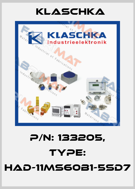 P/N: 133205, Type: HAD-11ms60b1-5Sd7 Klaschka