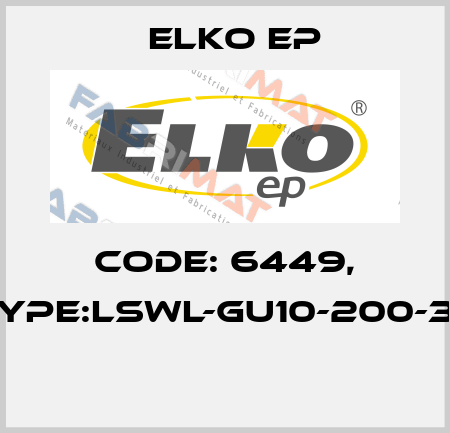 Code: 6449, Type:LSWL-GU10-200-3K  Elko EP