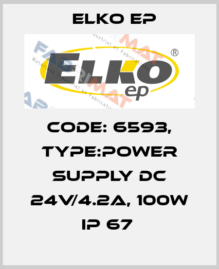 Code: 6593, Type:Power supply DC 24V/4.2A, 100W IP 67  Elko EP
