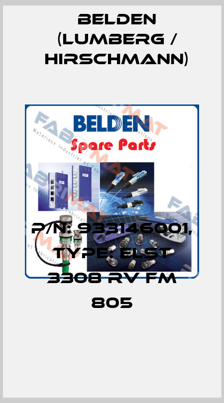 P/N: 933146001, Type: ELST 3308 RV FM 805 Belden (Lumberg / Hirschmann)