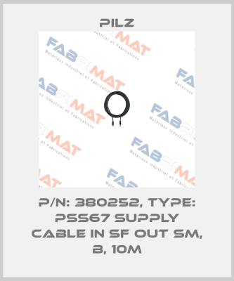 p/n: 380252, Type: PSS67 Supply Cable IN sf OUT sm, B, 10m Pilz