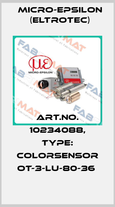 Art.No. 10234088, Type: colorSENSOR OT-3-LU-80-36  Micro-Epsilon (Eltrotec)