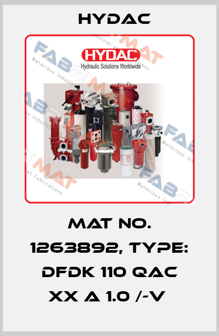 Mat No. 1263892, Type: DFDK 110 QAC XX A 1.0 /-V  Hydac