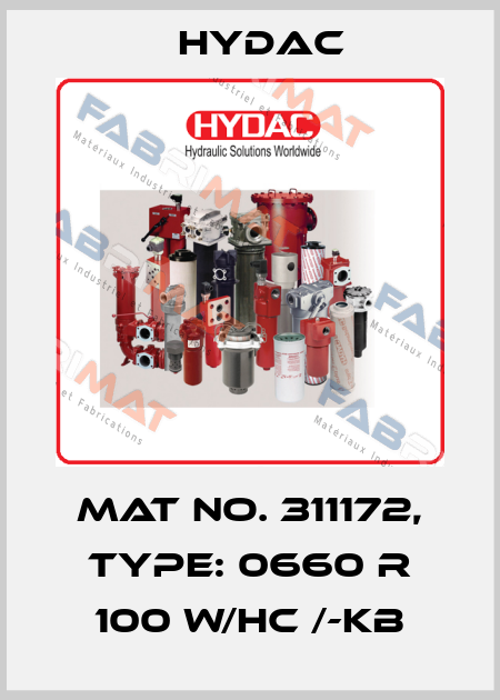 Mat No. 311172, Type: 0660 R 100 W/HC /-KB Hydac