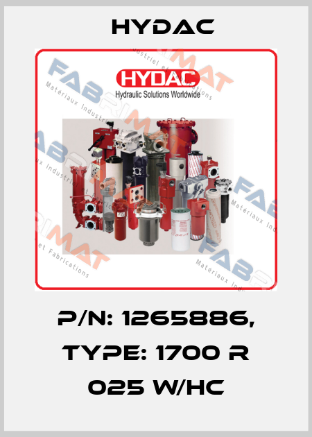 Mat No. 1265886, Type: 1700 R 025 W/HC  Hydac