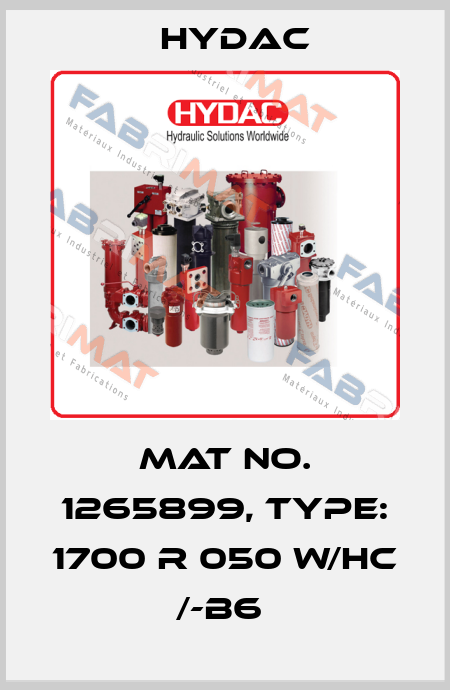Mat No. 1265899, Type: 1700 R 050 W/HC /-B6  Hydac