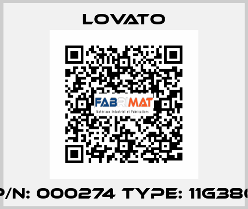 P/N: 000274 Type: 11G380 Lovato