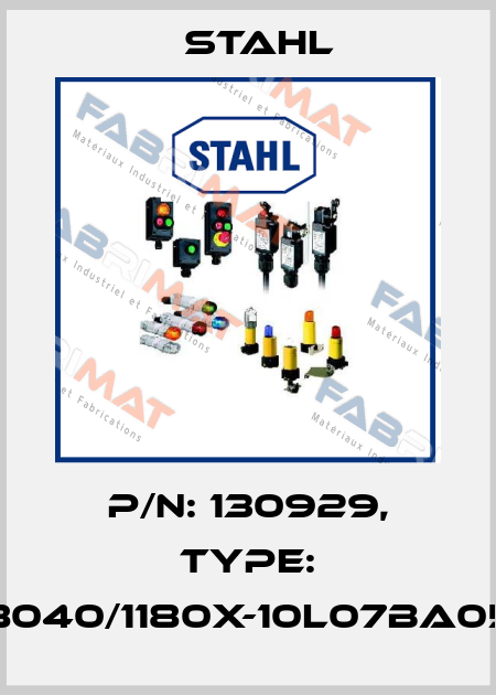 P/N: 130929, Type: 8040/1180X-10L07BA05 Stahl
