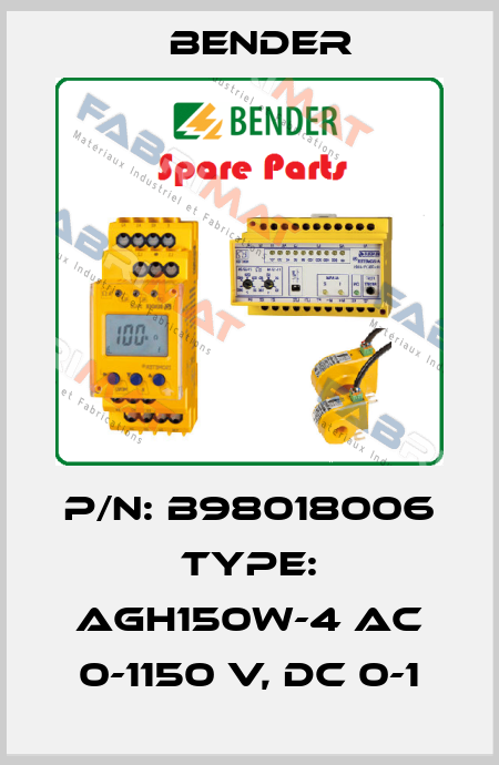 P/N: B98018006 Type: AGH150W-4 AC 0-1150 V, DC 0-1 Bender