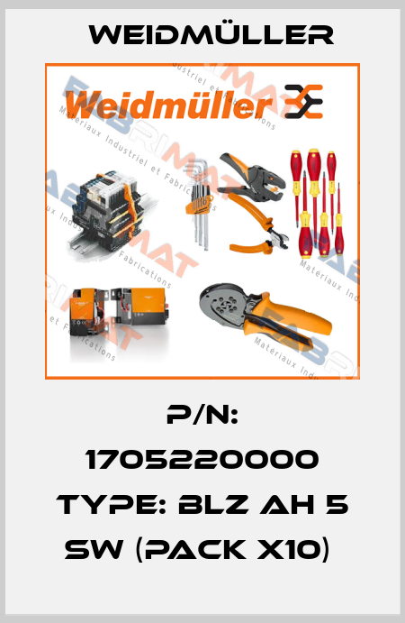 P/N: 1705220000 Type: BLZ AH 5 SW (pack x10)  Weidmüller
