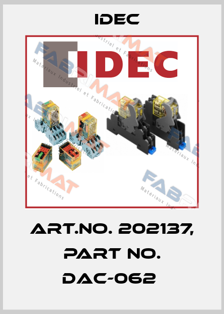 Art.No. 202137, Part No. DAC-062  Idec