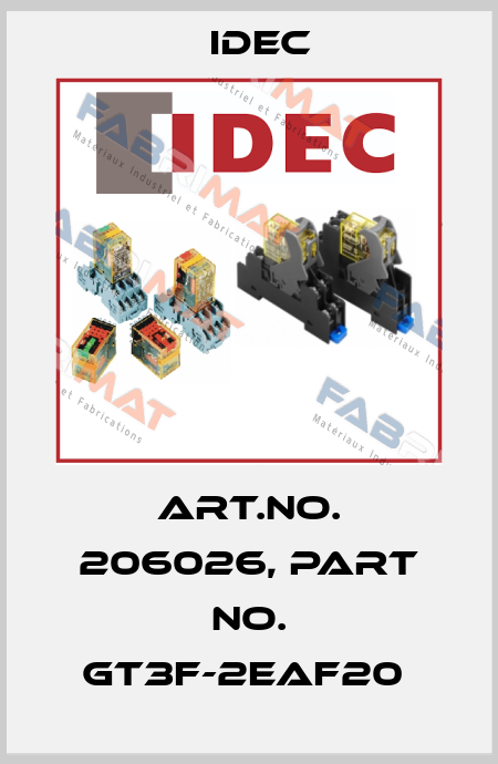 Art.No. 206026, Part No. GT3F-2EAF20  Idec