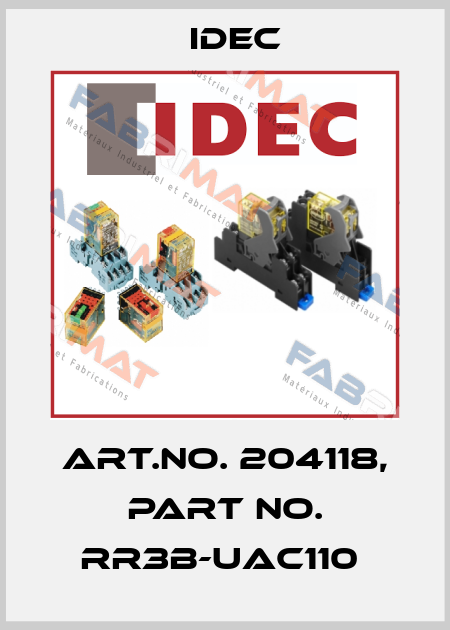 Art.No. 204118, Part No. RR3B-UAC110  Idec
