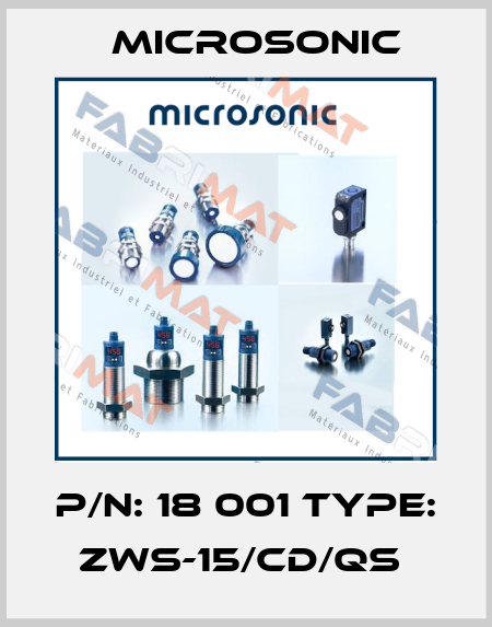 P/N: 18 001 Type: zws-15/CD/QS  Microsonic