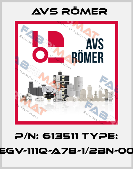 p/n: 613511 type: EGV-111Q-A78-1/2BN-00 Avs Römer
