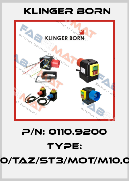 P/N: 0110.9200 Type: K900/TAZ/ST3/Mot/M10,0A/P Klinger Born