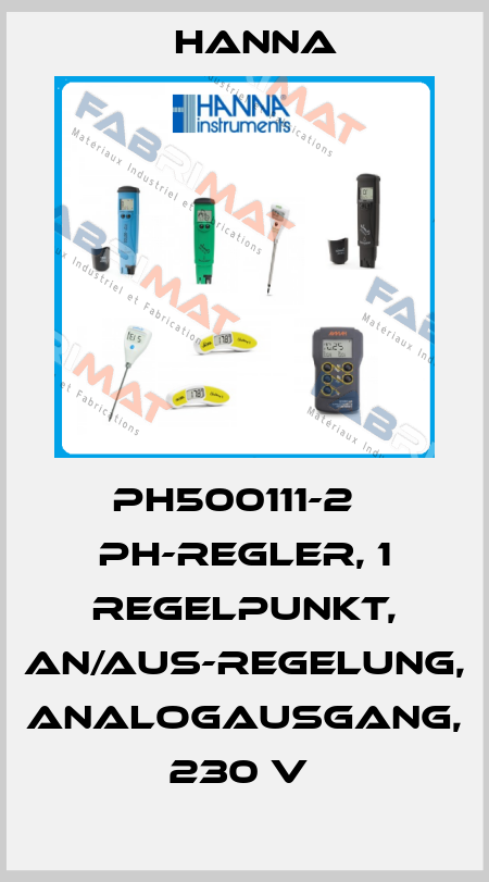 PH500111-2   PH-REGLER, 1 REGELPUNKT, AN/AUS-REGELUNG, ANALOGAUSGANG, 230 V  Hanna