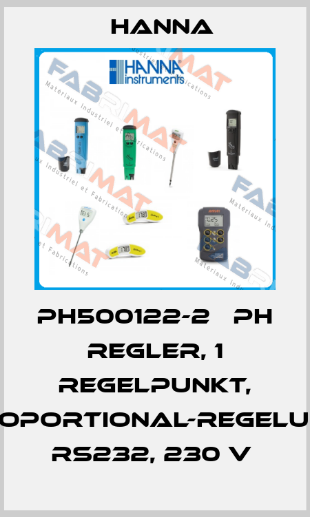 PH500122-2   PH REGLER, 1 REGELPUNKT, PROPORTIONAL-REGELUNG, RS232, 230 V  Hanna