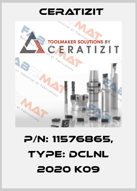 P/N: 11576865, Type: DCLNL 2020 K09 Ceratizit