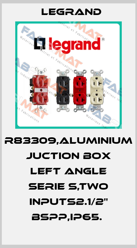 R83309,ALUMINIUM JUCTION BOX LEFT ANGLE SERIE S,TWO INPUTS2.1/2" BSPP,IP65.  Legrand