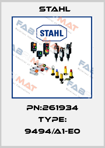 PN:261934 Type: 9494/A1-E0 Stahl