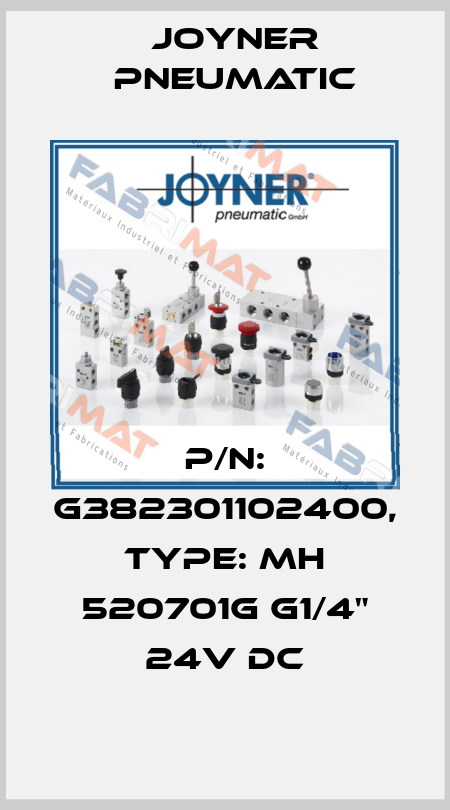 P/N: G382301102400, Type: MH 520701G G1/4" 24V DC Joyner Pneumatic