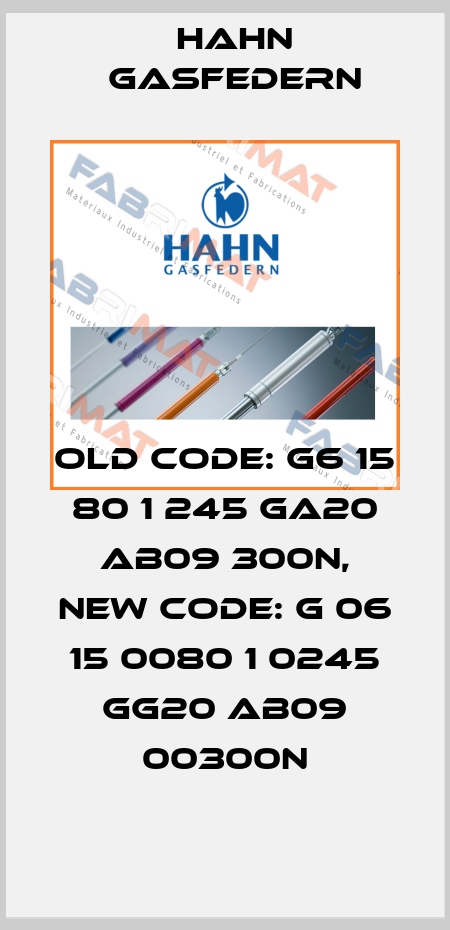 old code: G6 15 80 1 245 GA20 AB09 300N, new code: G 06 15 0080 1 0245 GG20 AB09 00300N Hahn Gasfedern