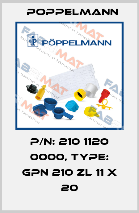 P/N: 210 1120 0000, Type: GPN 210 ZL 11 X 20 Poppelmann