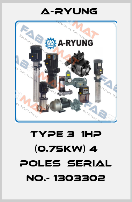 Type 3  1HP (0.75kW) 4 poles  Serial No.- 1303302 A-Ryung
