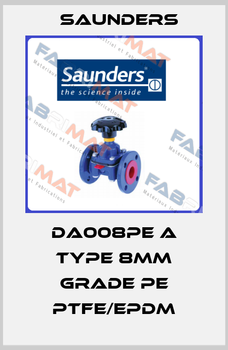 DA008PE A Type 8mm Grade PE PTFE/EPDM Saunders