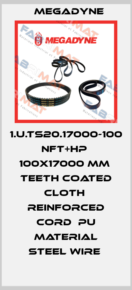 1.U.TS20.17000-100 NFT+HP  100X17000 MM  teeth coated cloth  reinforced cord  PU MATERIAL steel wire  Megadyne