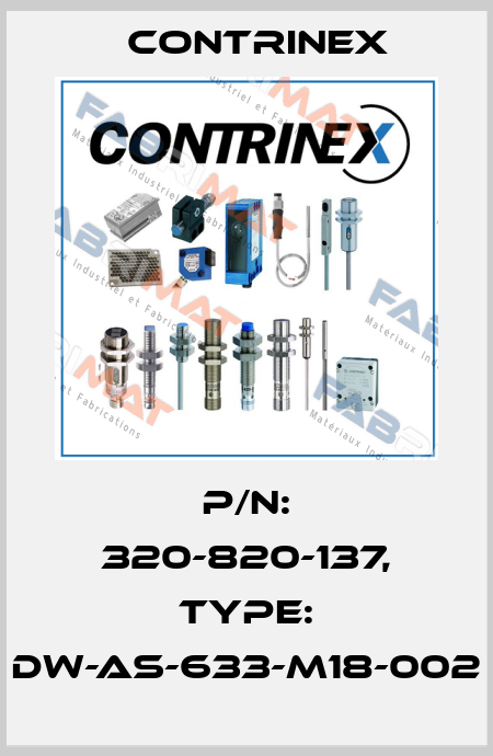 p/n: 320-820-137, Type: DW-AS-633-M18-002 Contrinex