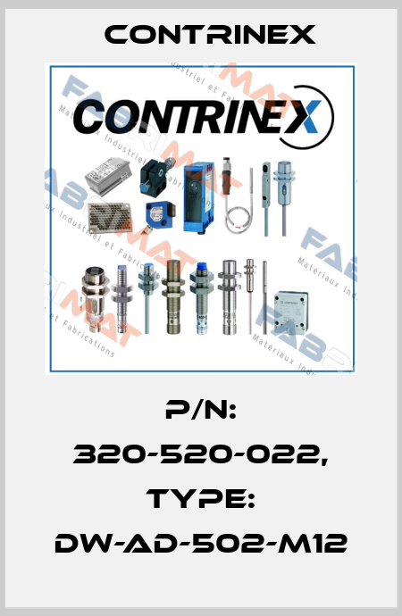 p/n: 320-520-022, Type: DW-AD-502-M12 Contrinex