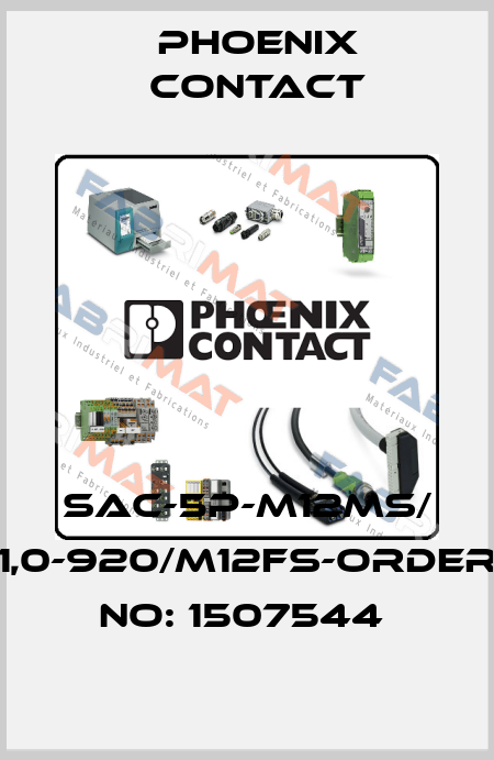 SAC-5P-M12MS/ 1,0-920/M12FS-ORDER NO: 1507544  Phoenix Contact