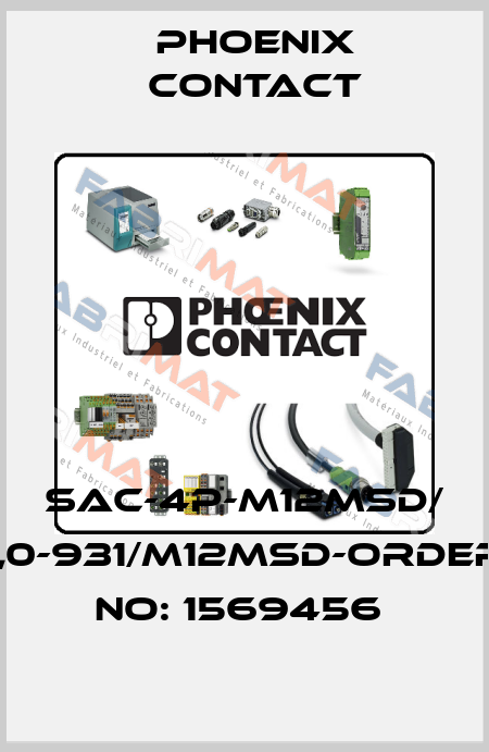 SAC-4P-M12MSD/ 1,0-931/M12MSD-ORDER NO: 1569456  Phoenix Contact