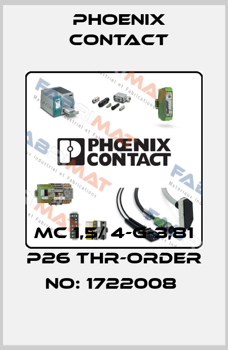 MC 1,5/ 4-G-3,81 P26 THR-ORDER NO: 1722008  Phoenix Contact