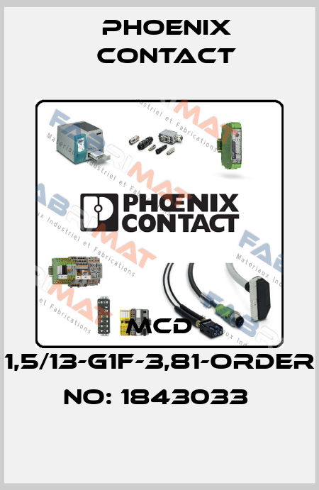 MCD 1,5/13-G1F-3,81-ORDER NO: 1843033  Phoenix Contact