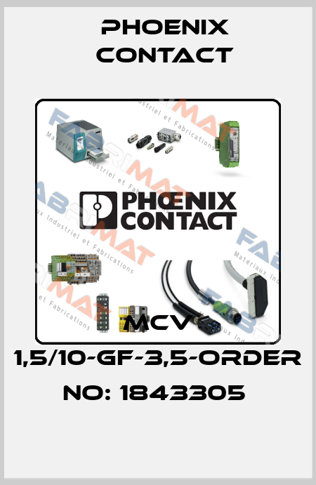 MCV 1,5/10-GF-3,5-ORDER NO: 1843305  Phoenix Contact