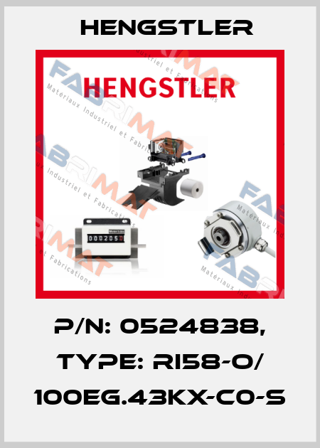 p/n: 0524838, Type: RI58-O/ 100EG.43KX-C0-S Hengstler