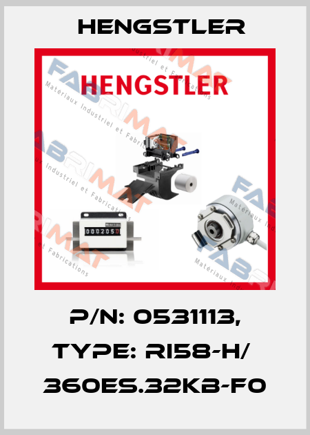 p/n: 0531113, Type: RI58-H/  360ES.32KB-F0 Hengstler