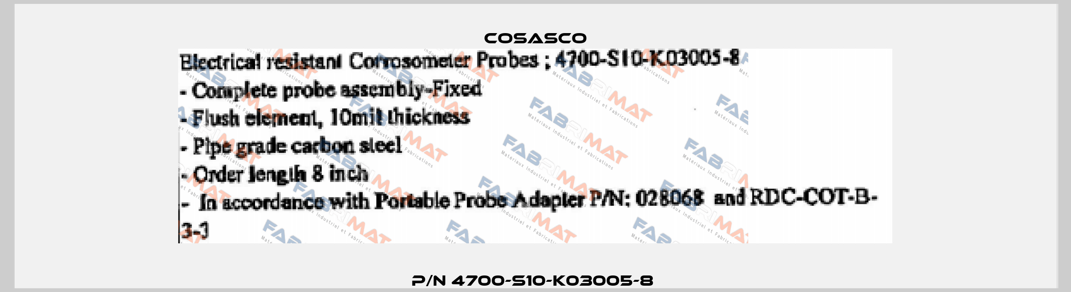 P/N 4700-S10-K03005-8  Cosasco