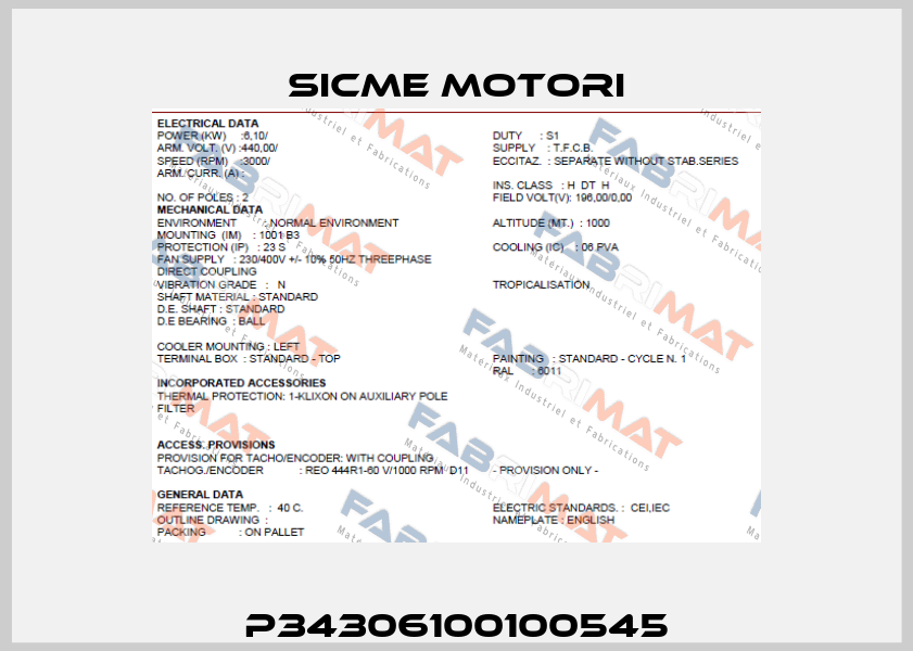 P34306100100545 Sicme Motori