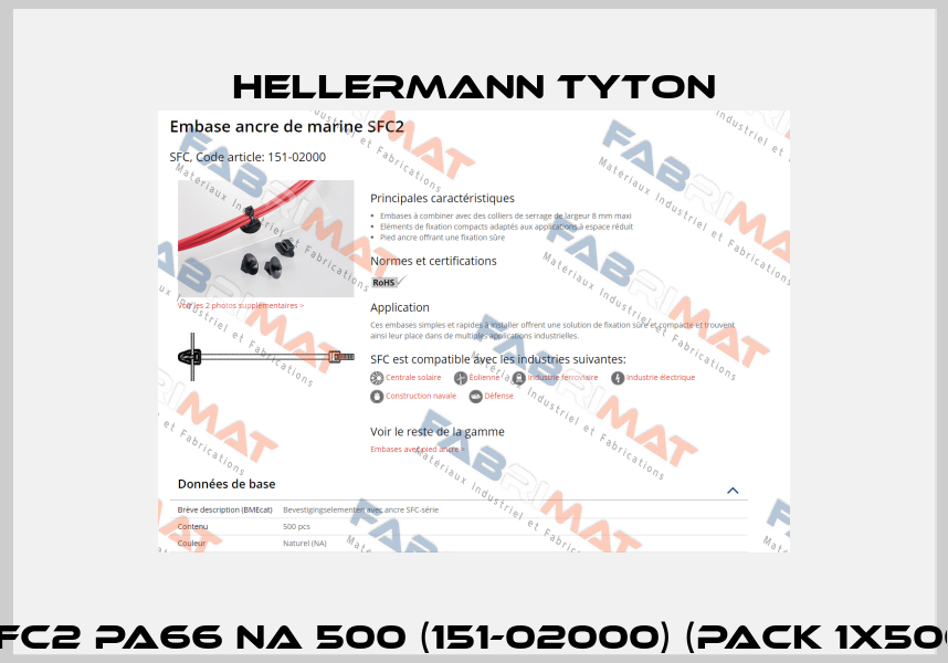 SFC2 PA66 NA 500 (151-02000) (pack 1x500) Hellermann Tyton