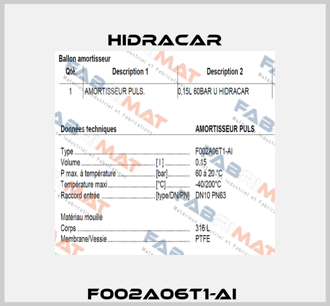 F002A06T1-AI  Hidracar