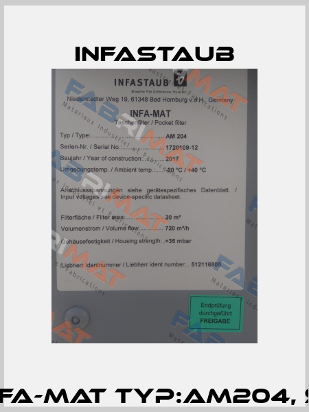 Filter for INFA-MAT Typ:AM204, SN:1720109-12  Infastaub