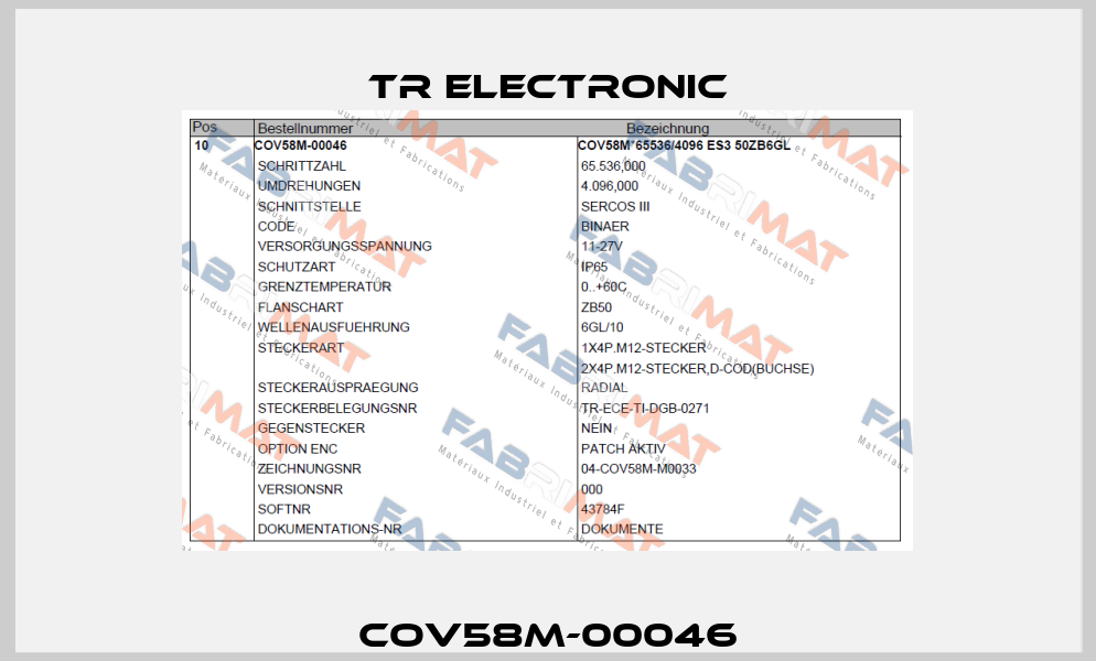 COV58M-00046 TR Electronic