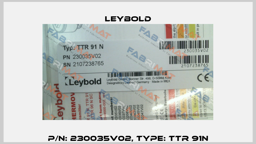 P/N: 230035V02, Type: TTR 91N Leybold